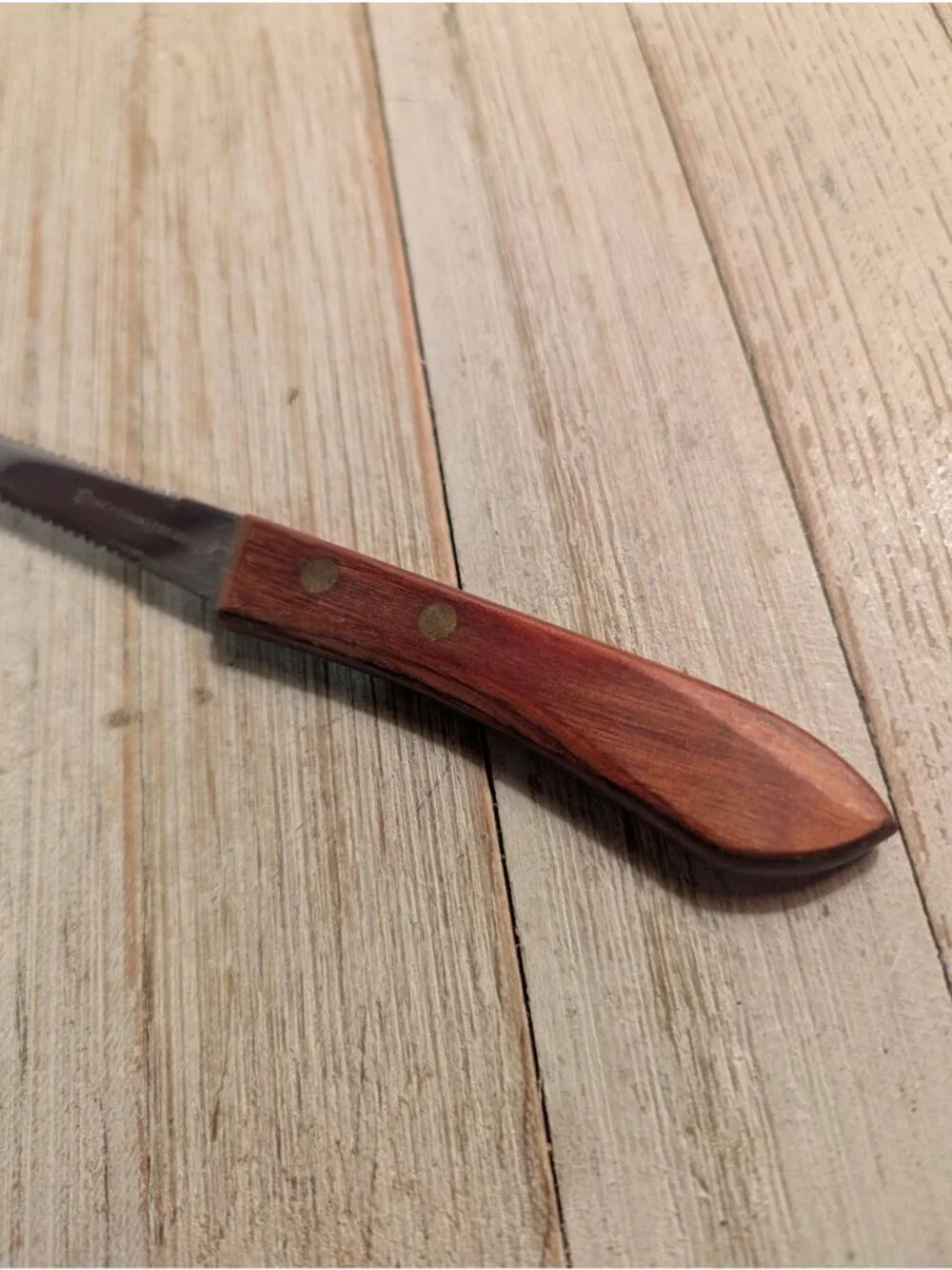 Vintage Ekco Stainless USA Grapefruit Knife Wood Handle Fruit Curved 7
